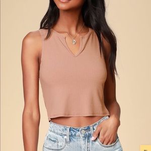 Brand New Lulus Miracle Mauve Pink Ribbed Crop Top
